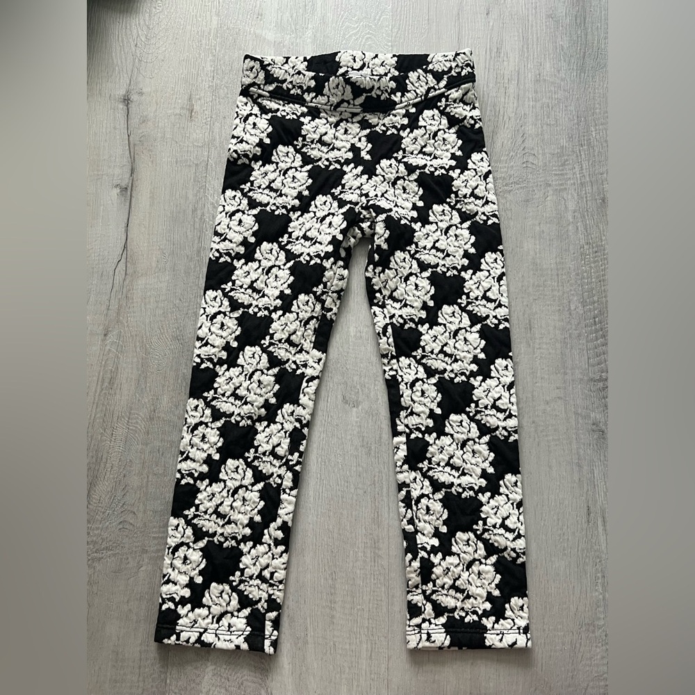 Janie and Jack Black and White Floral Print Leggings